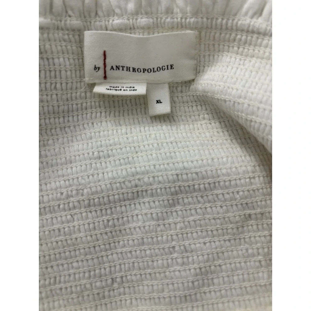 Anthropologie ivory gold embroidered blouse with balloon sleeves XL‎